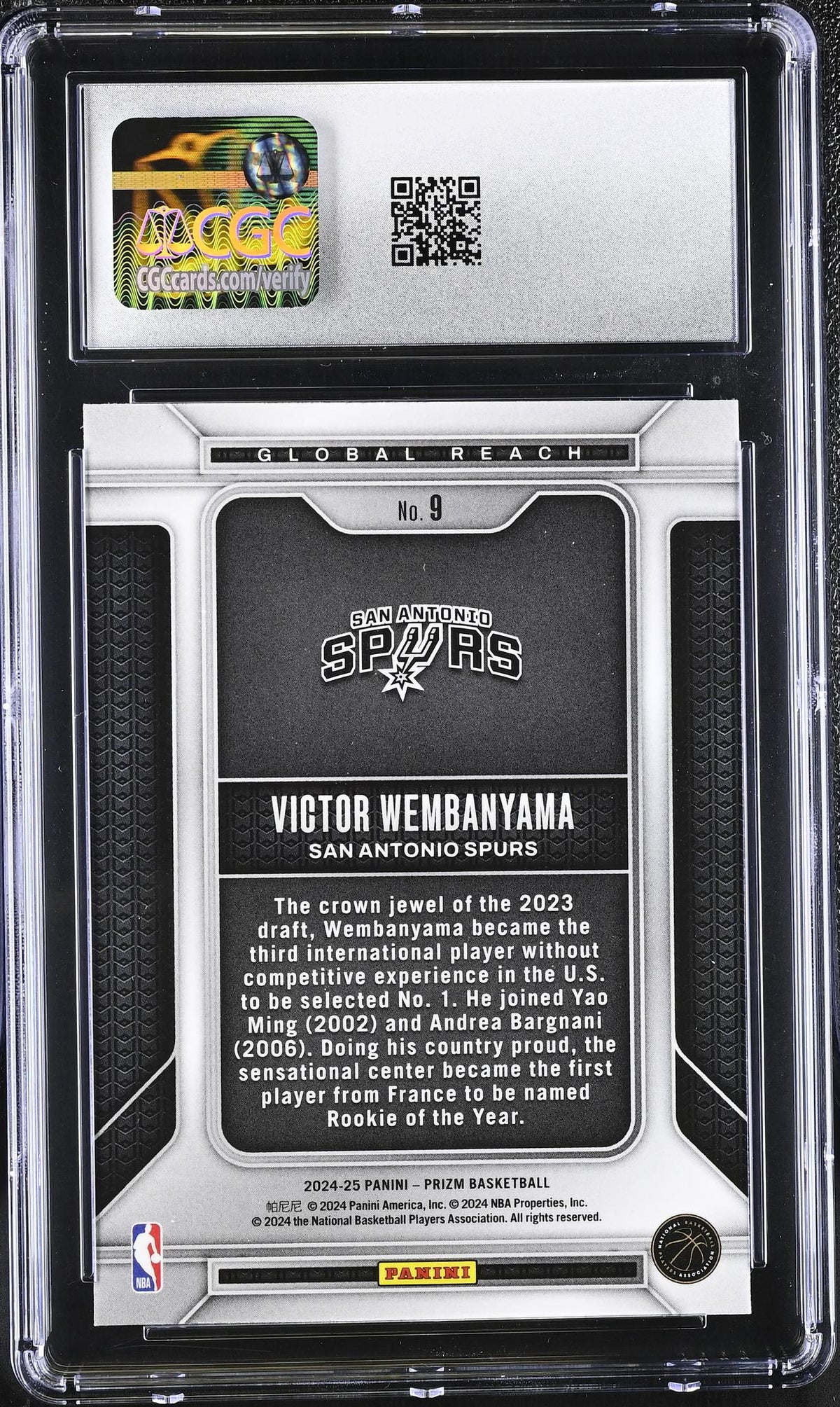 2024 Prizm #9 Victor Wembanyama Global Reach CGC 10