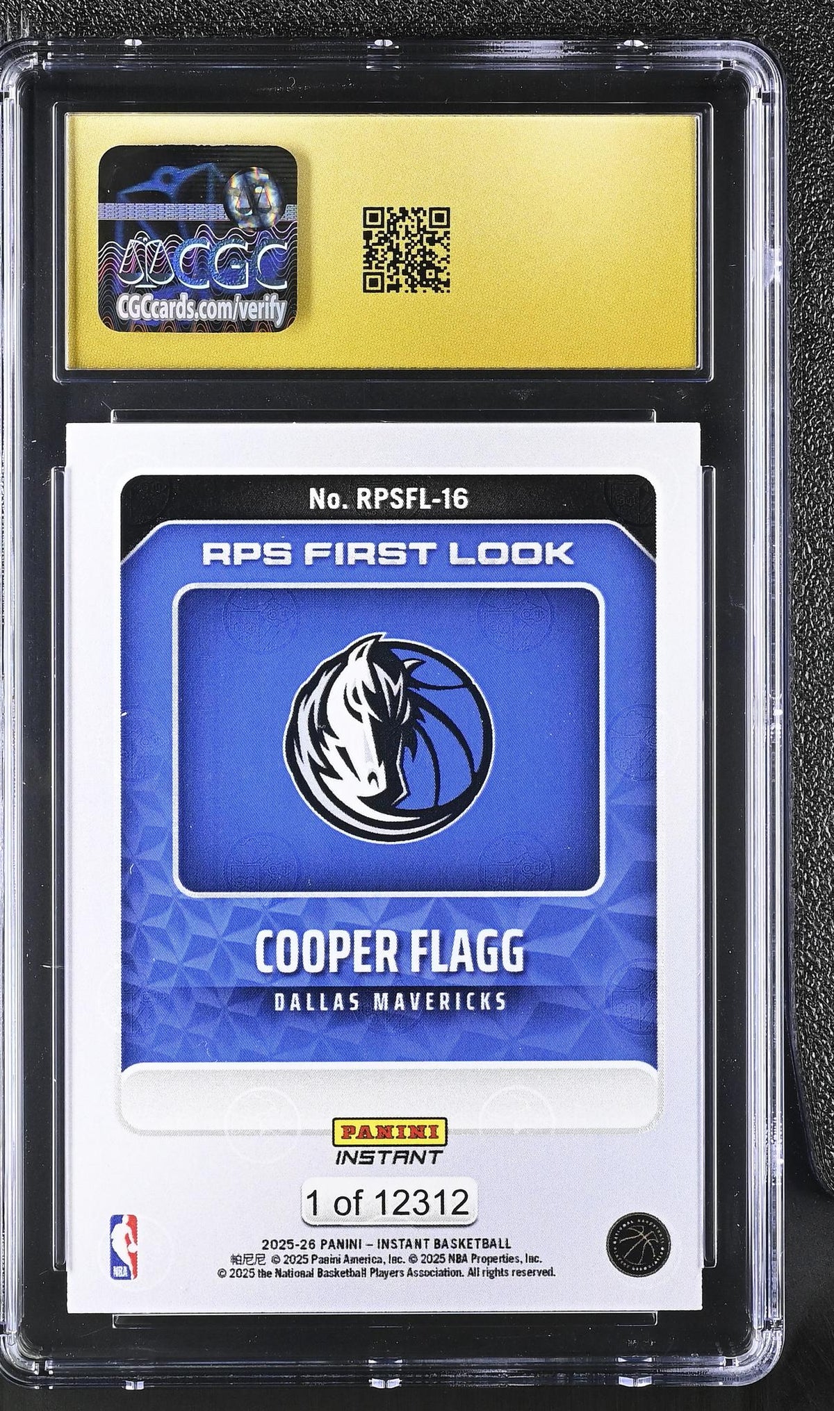 2025 Panini Instant #RPSFL-16 Cooper Flagg RPS First Look /12312 CGC 10