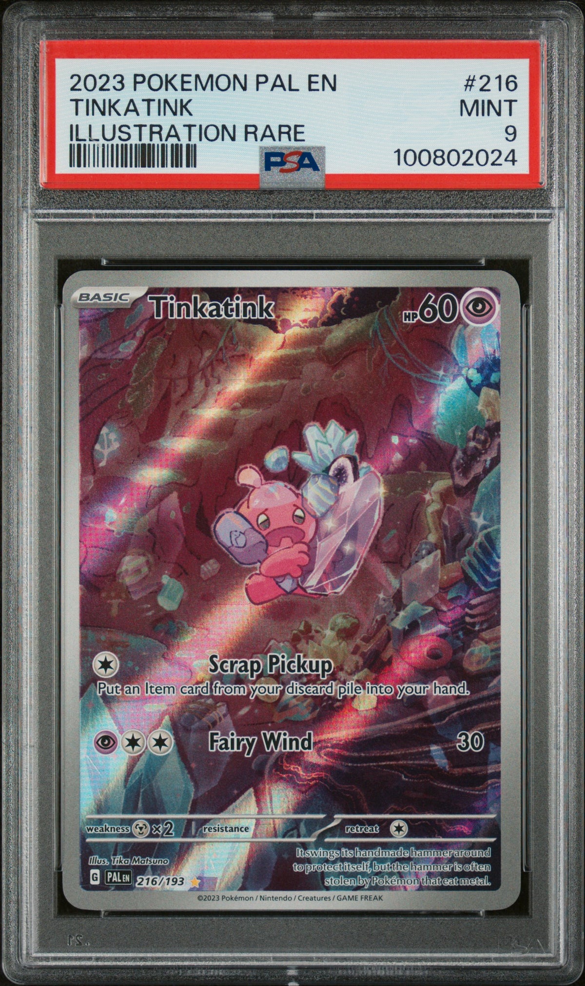2023 Pokemon Scarlet and Violet Paldea Evolved Illustration Rare Tinkatink #216 PSA 9