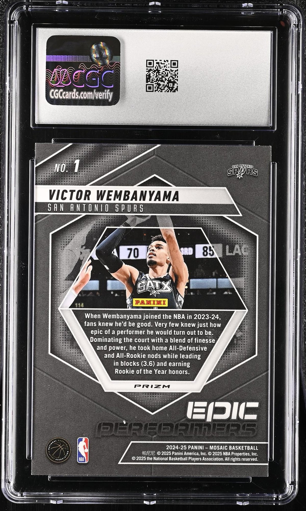 2024 Mosaic #1 Victor Wembanyama Epic Performers CGC 10