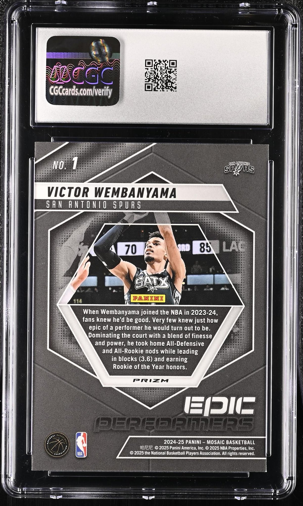 2024 Mosaic #1 Victor Wembanyama Epic Performers CGC 10