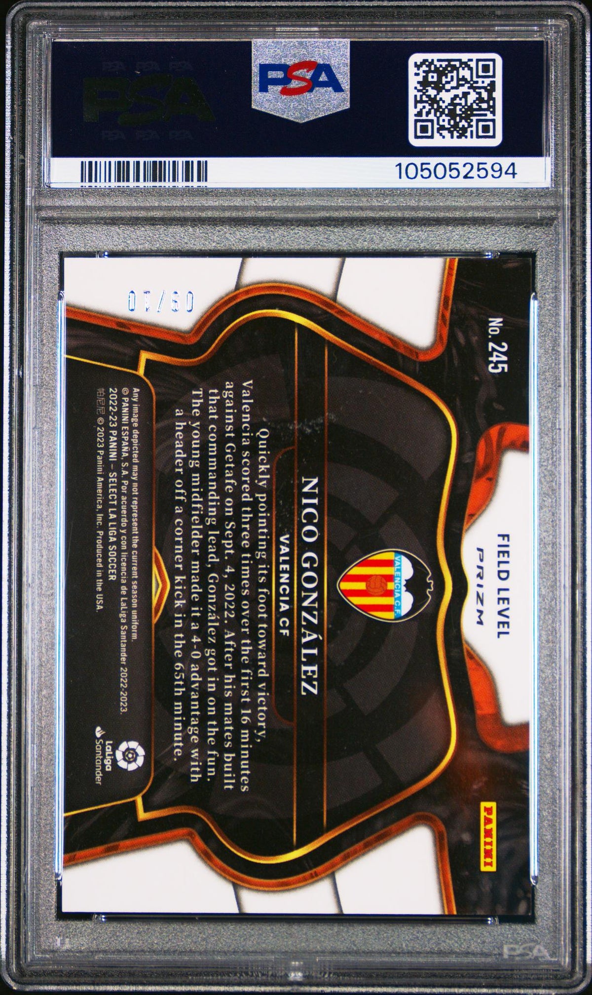 2022 Panini Select La Liga Gold Mojo Nico Gonzalez #245 /30 PSA 10
