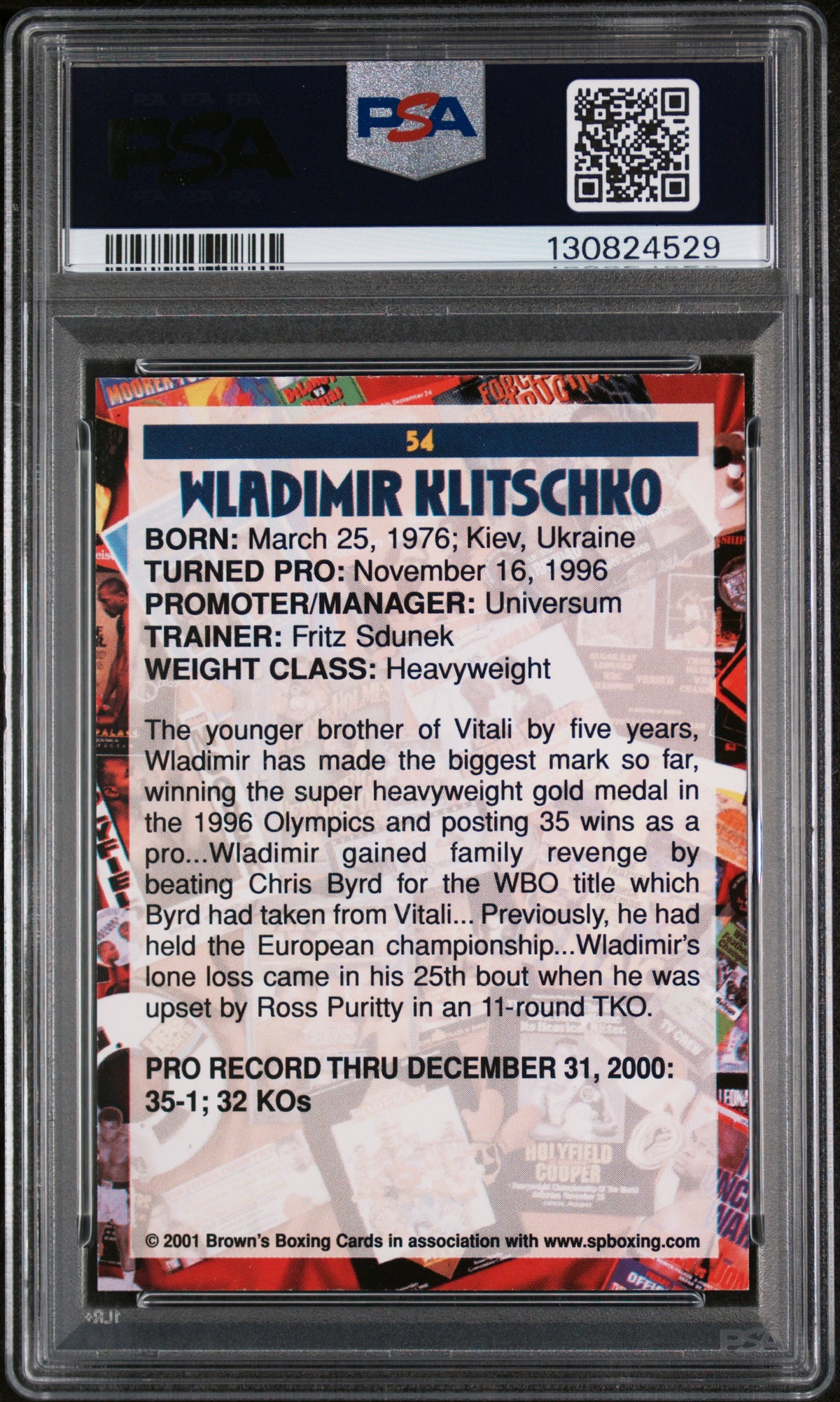 2001 Brown's Boxing Wladimir Klitschko #54 PSA 9