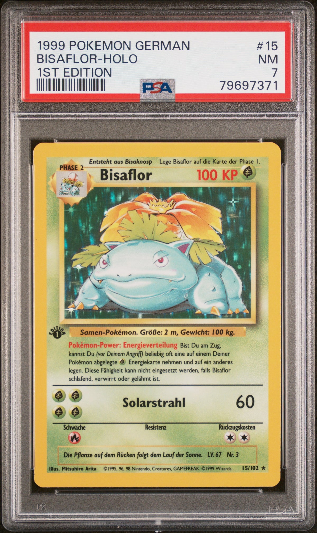 1999 Pokemon Base Set German Holo 1st Edition Bisaflor #15 PSA 7