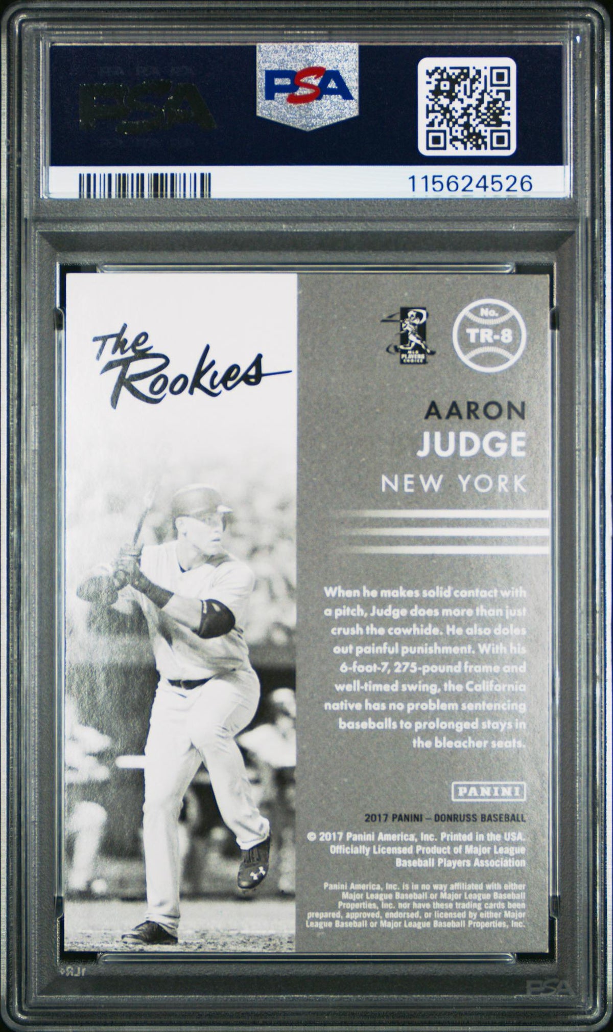 2017 Panini Donruss the Rookies Gold Press Proof Aaron Judge #TR8 /99 PSA 8