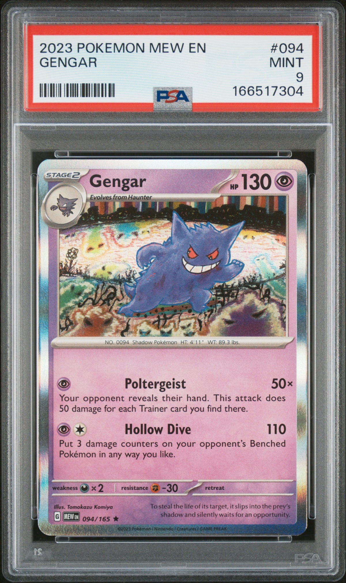 2023 Pokemon Scarlet and Violet 151 Gengar #094 PSA 9