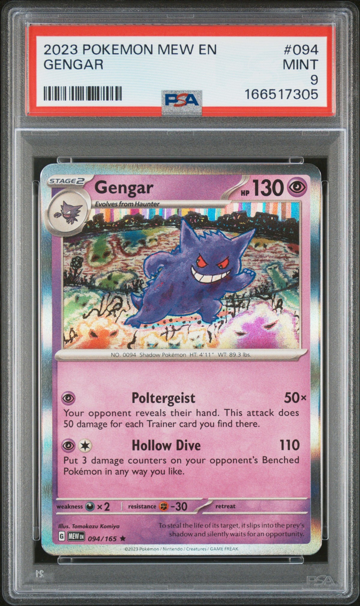 2023 Pokemon Scarlet and Violet 151 Gengar #094 PSA 9