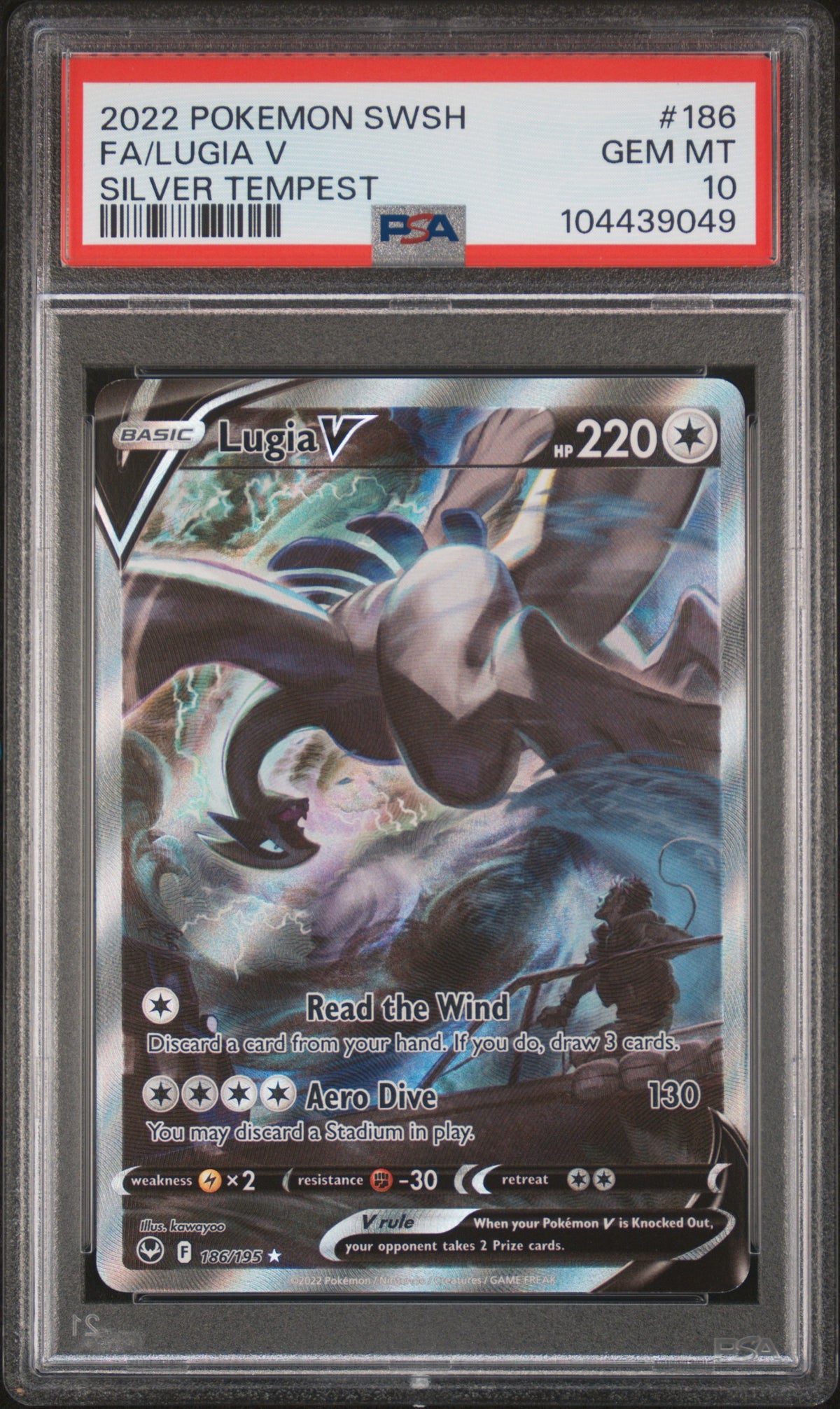 2022 Pokemon Sword and Shield Silver Tempest Lugia V #186 PSA 10