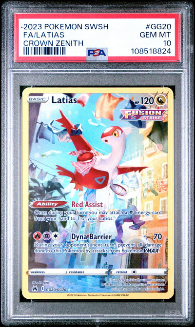 Pokémon Fusion Strike Latias #GG20 Crown Zenith PSA 10