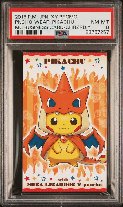 2015 Pokemon XY Promo Japanese Mega Campaign Business Card Charizard Y Pikachu PSA 8