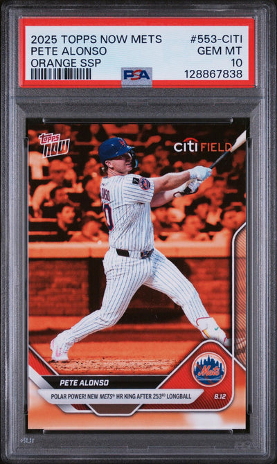 2025 Topps Now Pete Alonso #553-CITI Orange SSP PSA 10