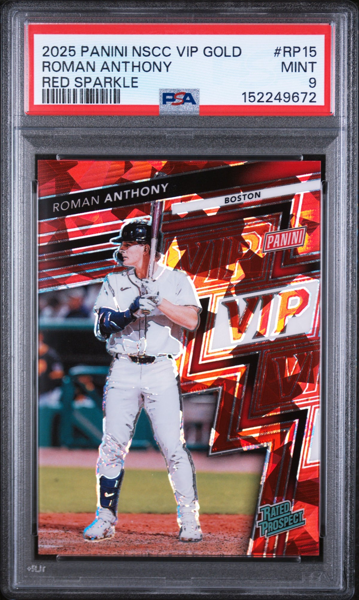 2025 Panini National Sports Collectors Convention VIP Gold Red Sparkle Roman Anthony #RP15 PSA 9
