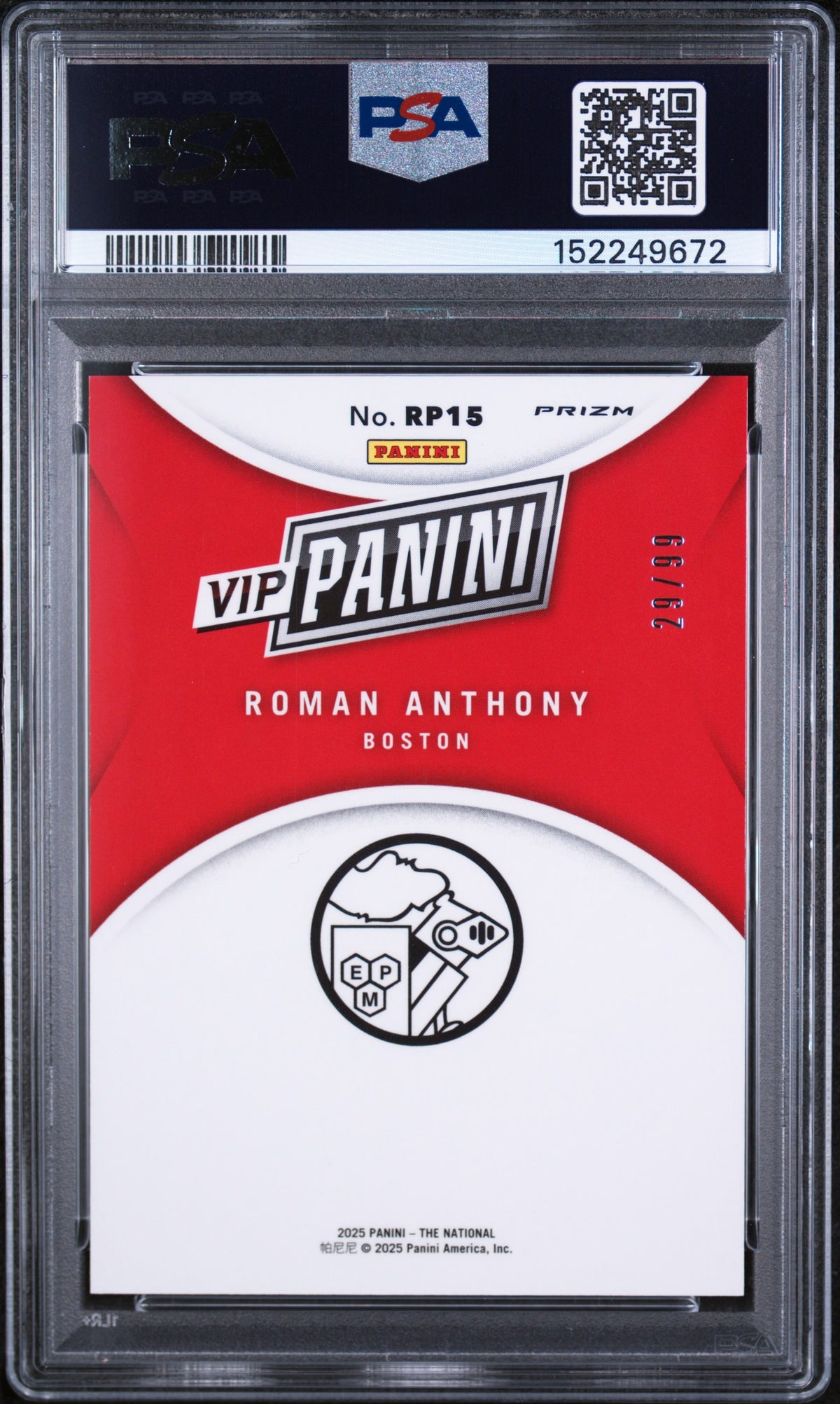 2025 Panini National Sports Collectors Convention VIP Gold Red Sparkle Roman Anthony #RP15 PSA 9