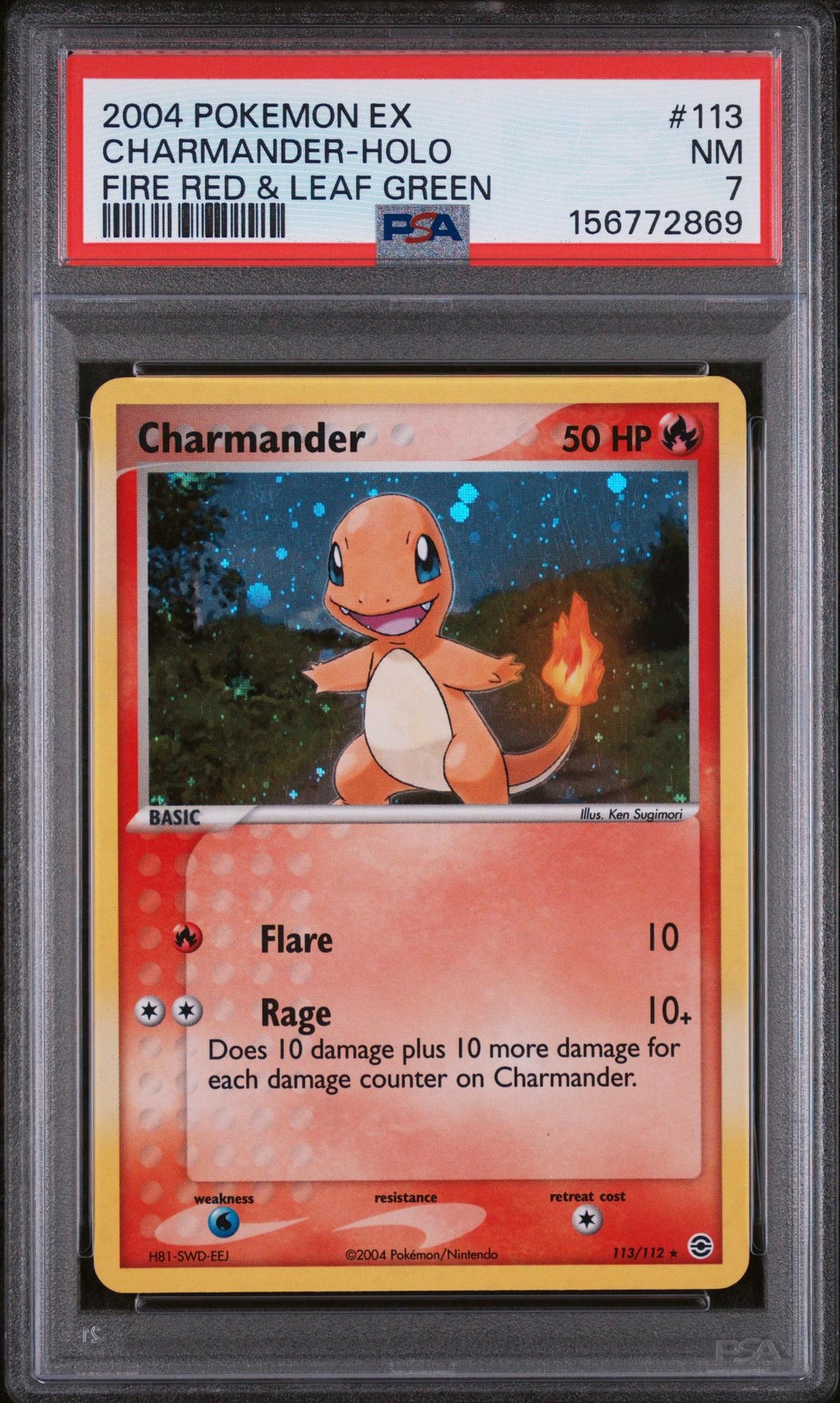 2004 Pokemon Ex Fire Red and Leaf Green Holo Charmander #113 /112 PSA 7