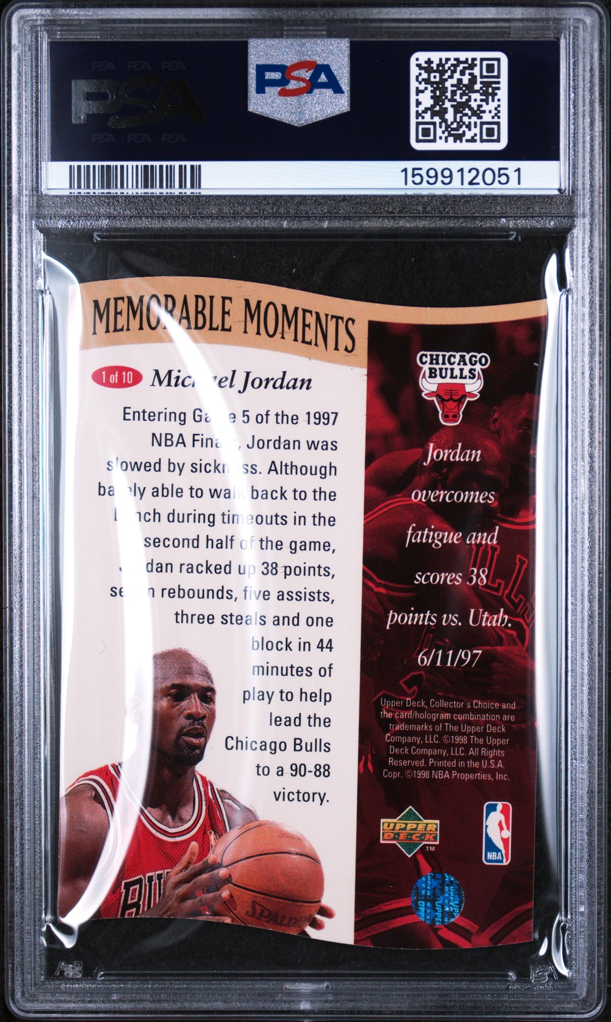 1997 Collector's Choice Memorable Moments Michael Jordan #1 PSA 8