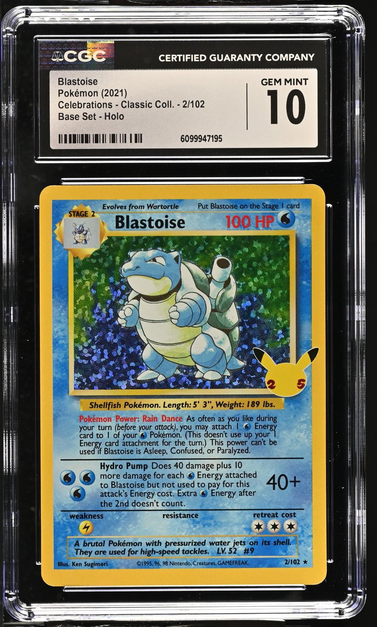 2021 Celebrations #2/102 Blastoise Classic Collection CGC 10