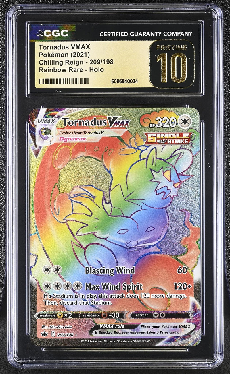 Pokémon Chilling Reign Tornadus VMAX #209/198 Rainbow Rare CGC Pristine 10
