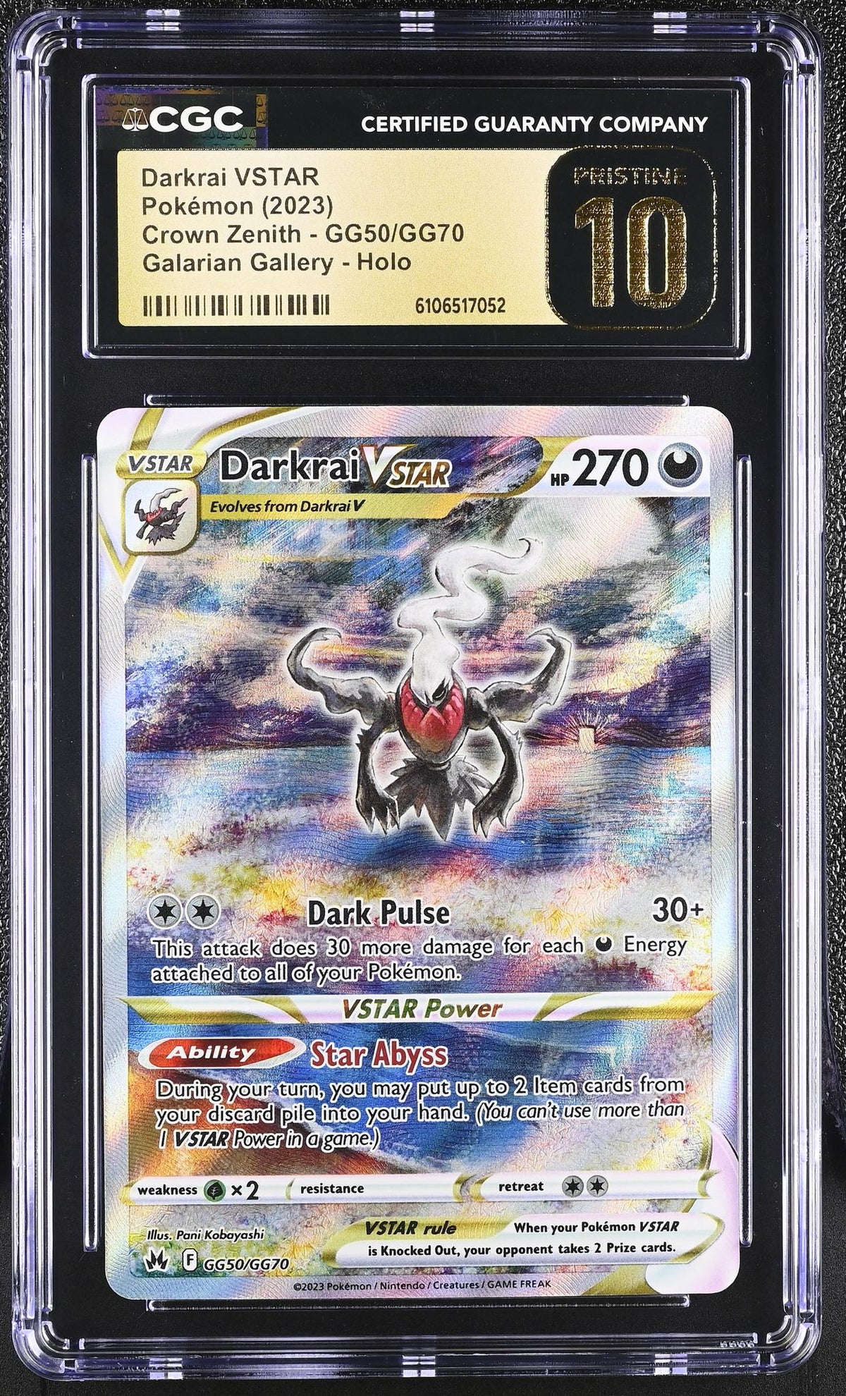 2023 Crown Zenith #GG50/GG70 Darkrai Galarian Gallery - Holo CGC 10