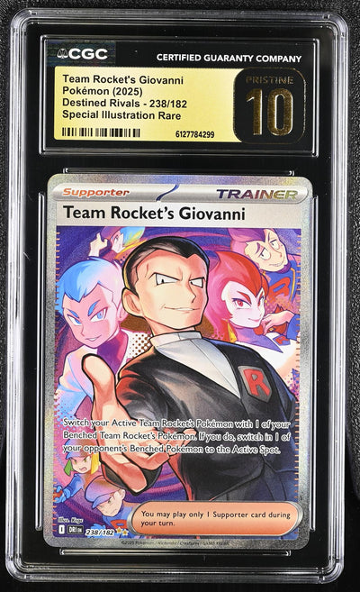 Pokémon Destined Rivals Team Rocket's Giovanni #238/182 Special Illustration Rare CGC 10