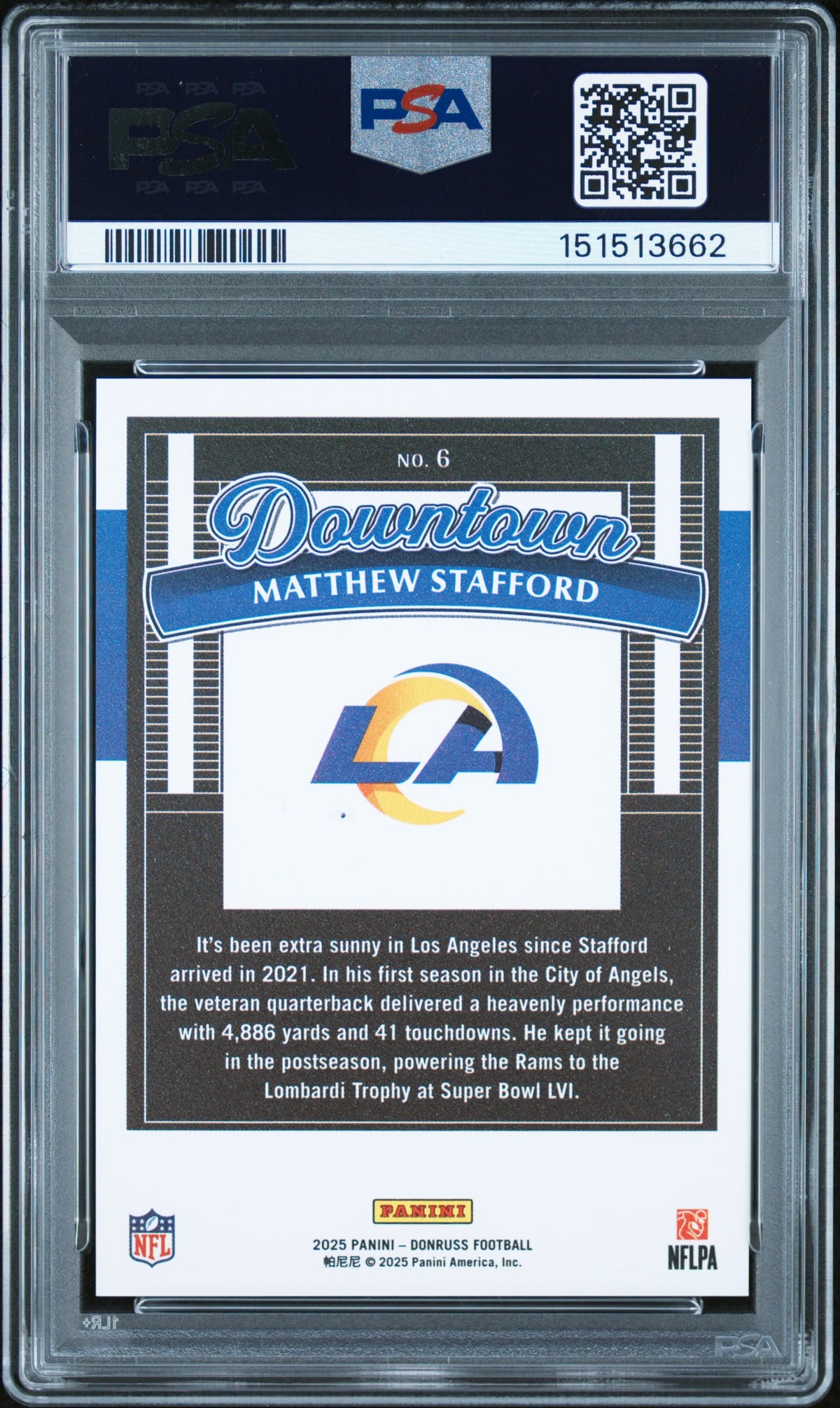 2025 Donruss Downtown Matthew Stafford #6 PSA 10