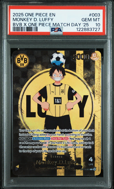 2025 One Piece BVB X Match Day '25 Monkey D. Luffy #003 PSA 10