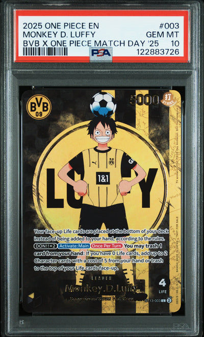 2025 One Piece Monkey D. Luffy #003 BVB x Match Day '25 PSA 10