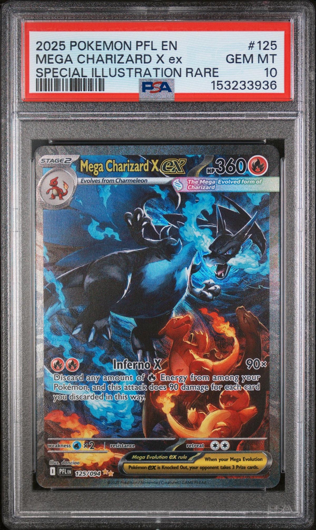 2025 Pokemon Mega Evolution Phantasmal Flames Special Illustration Rare Mega Charizard X Ex #125 PSA 10