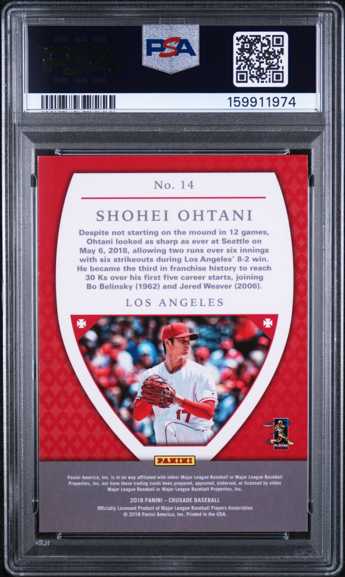 2018 Panini Chronicles Crusade Shohei Ohtani #14 PSA 10