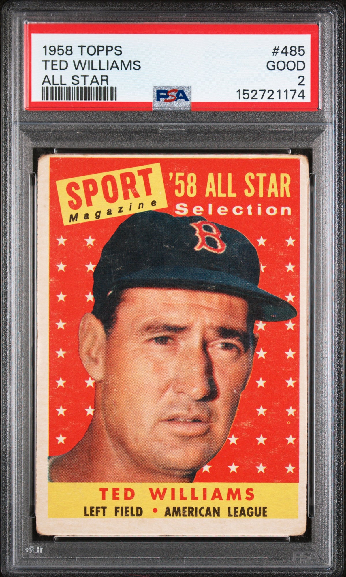 1958 Topps All Star Ted Williams #485 PSA 2