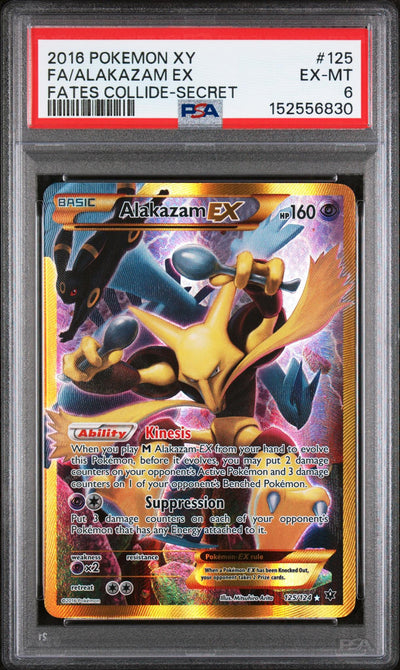 2016 Pokemon XY Fates Collide Secret Rare Alakazam Ex #125 PSA 6