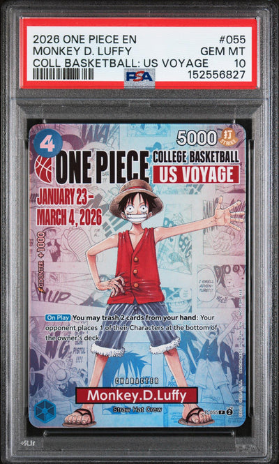 2026 One Piece US Voyage Monkey D. Luffy #055 PSA 10