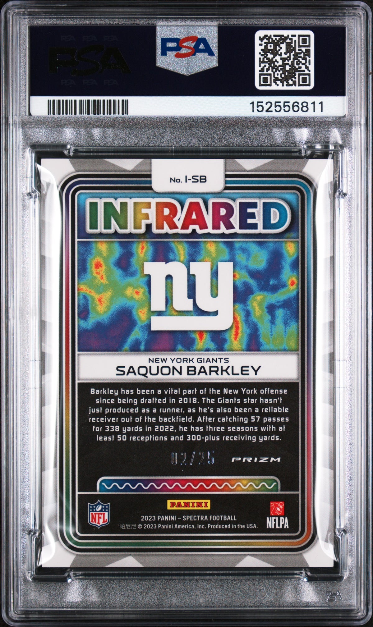 2023 Panini Spectra Infrared Meta Saquon Barkley #ISB /25 PSA 10