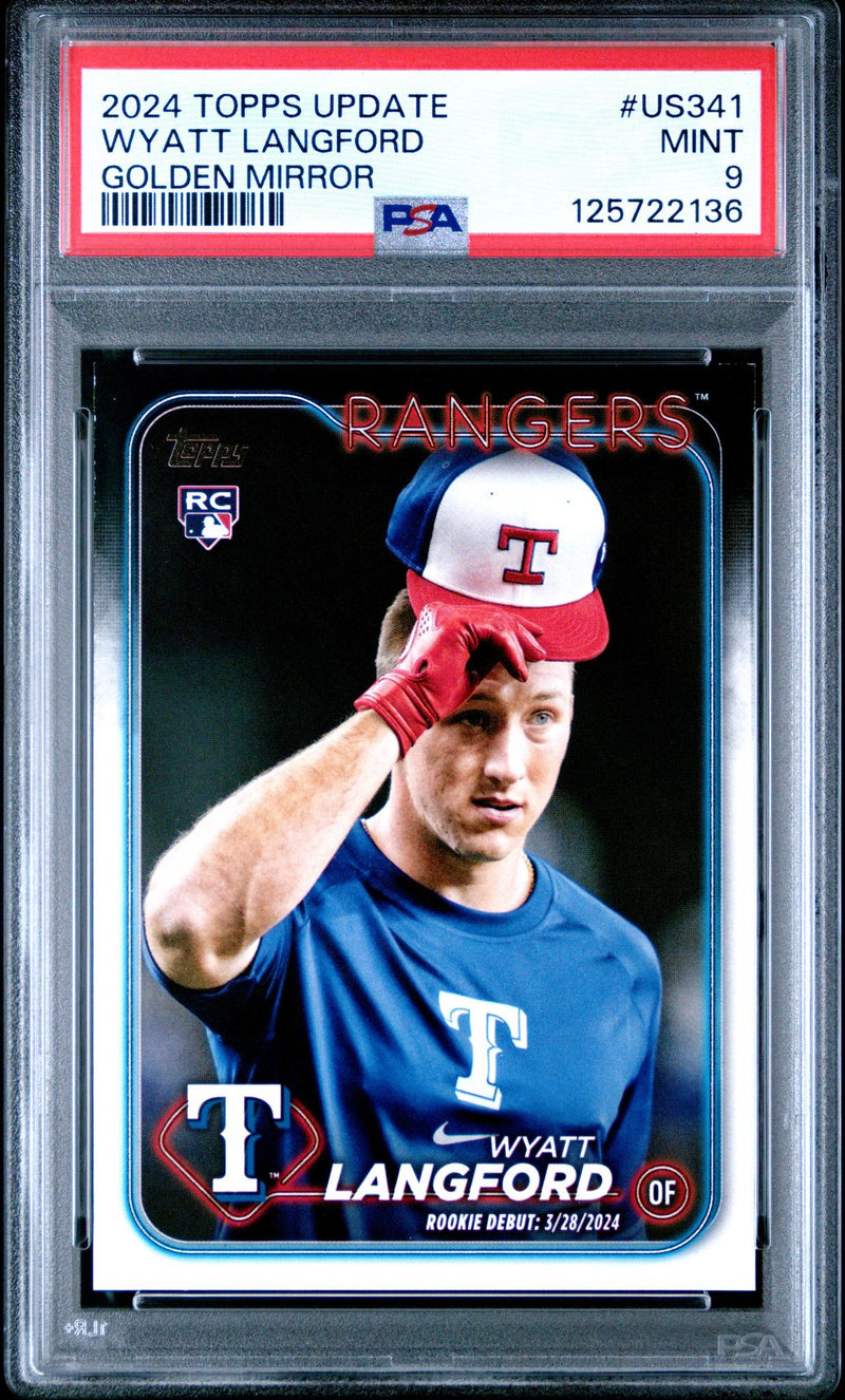 2024 Topps Update Wyatt Langford #US341 Golden Mirror PSA 9