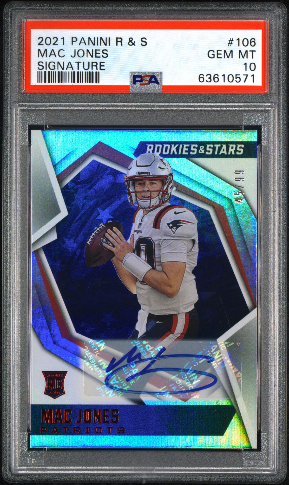 2021 Panini Rookies & Stars Signature Mac Jones #106 /99 PSA 10