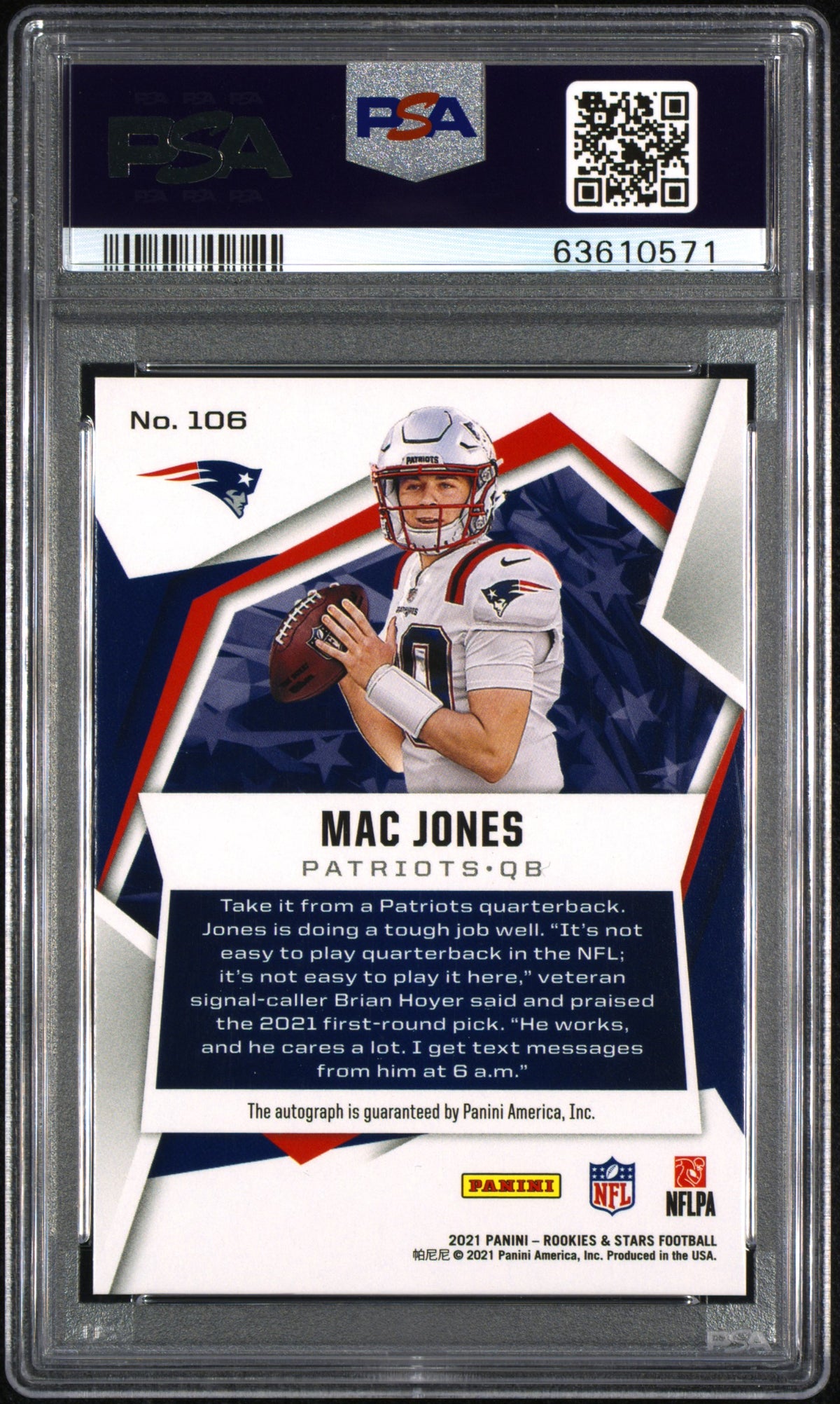 2021 Panini Rookies & Stars Signature Mac Jones #106 /99 PSA 10