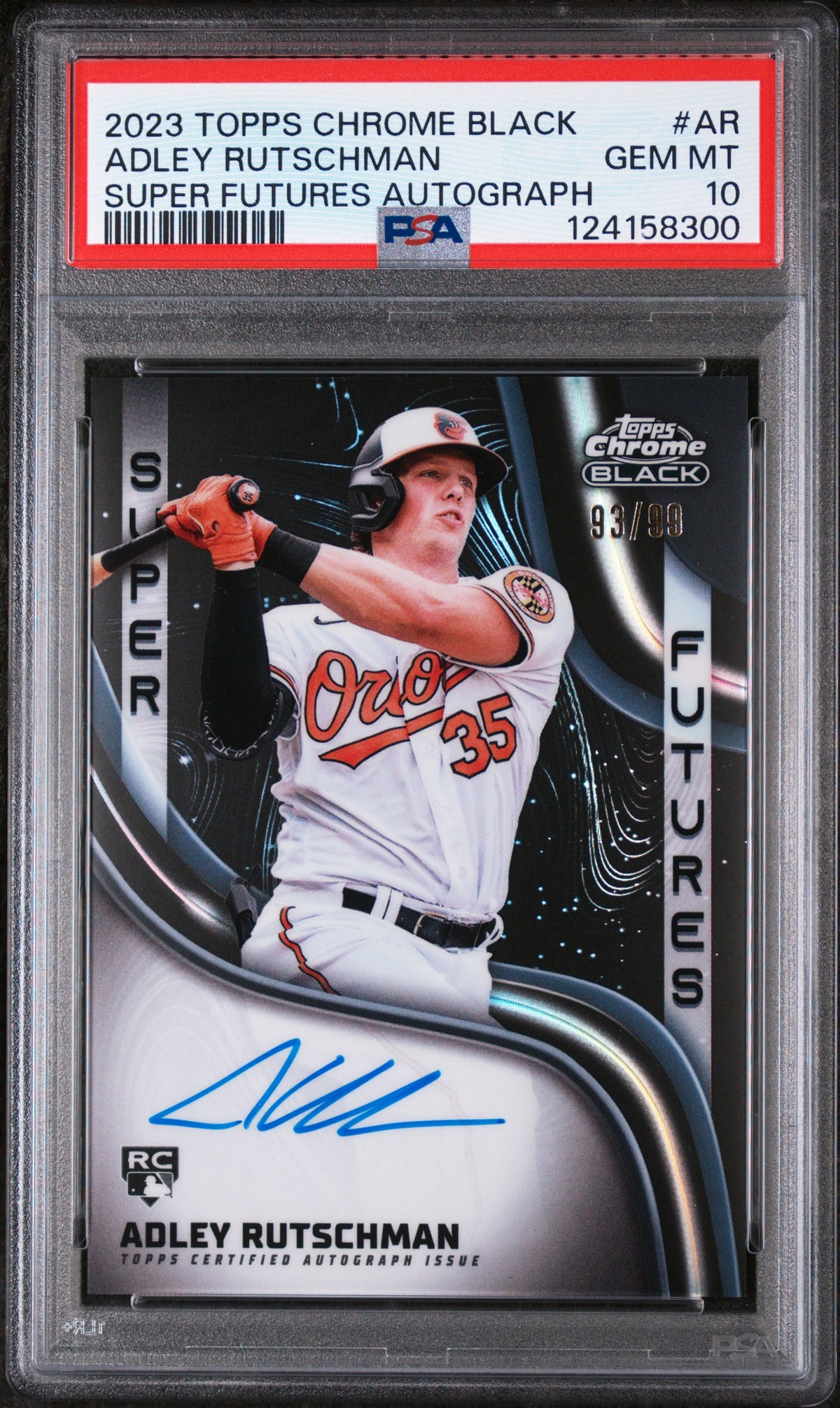2023 Topps Chrome Black Super Futures Autograph Adley Rutschman #SFAAR /99 PSA 10