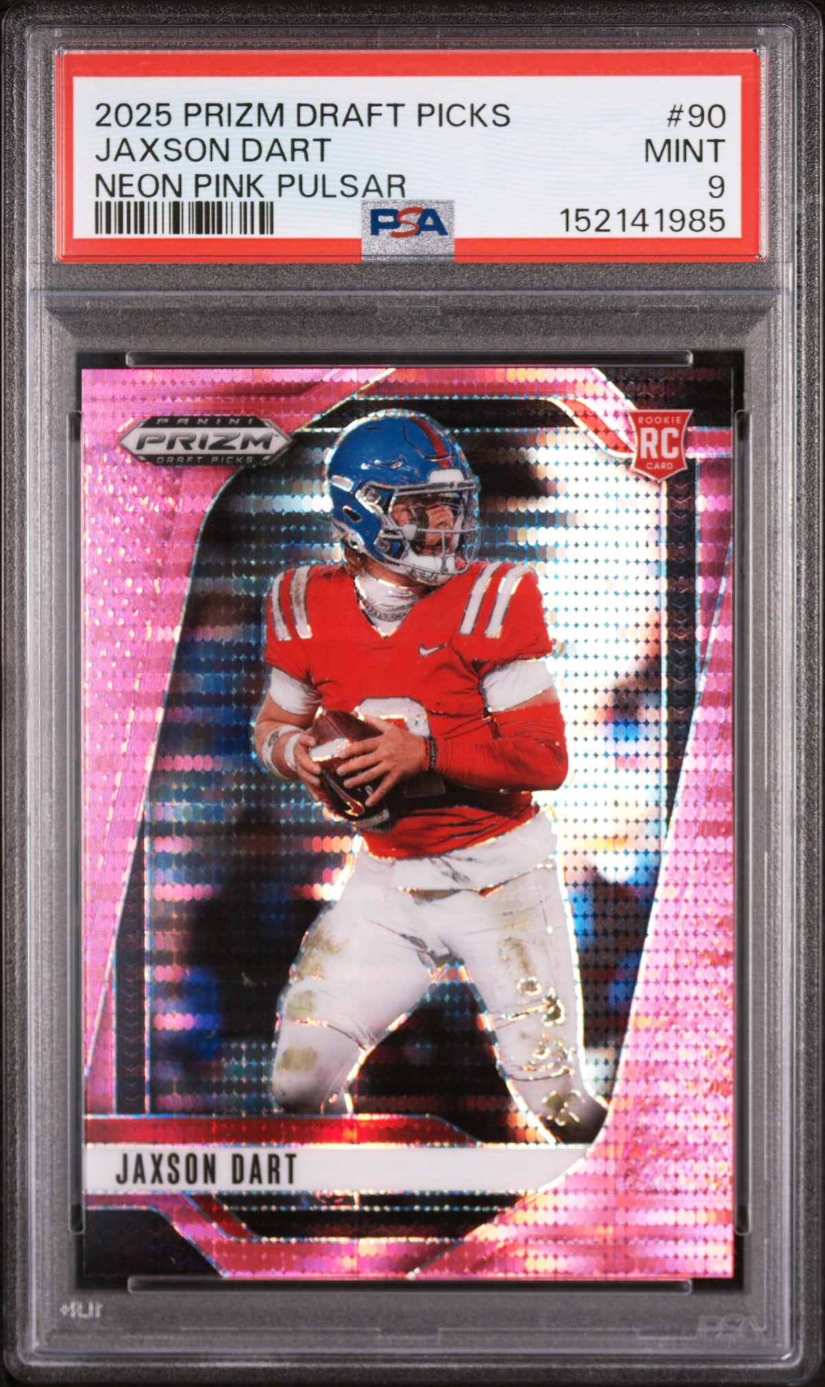 2025 Panini Prizm Draft Picks Neon Pink Pulsar Jaxson Dart #90 PSA 9 152141985