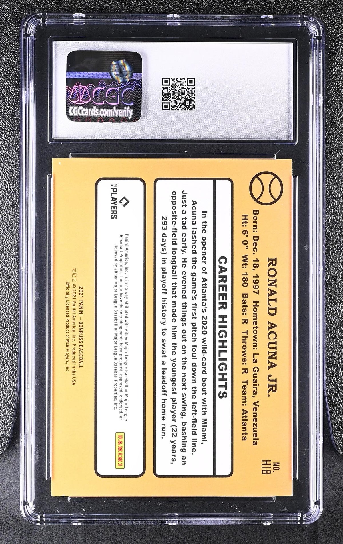 2021 Donruss #HI8 Ronald Acuna Jr. Highlights CGC 9