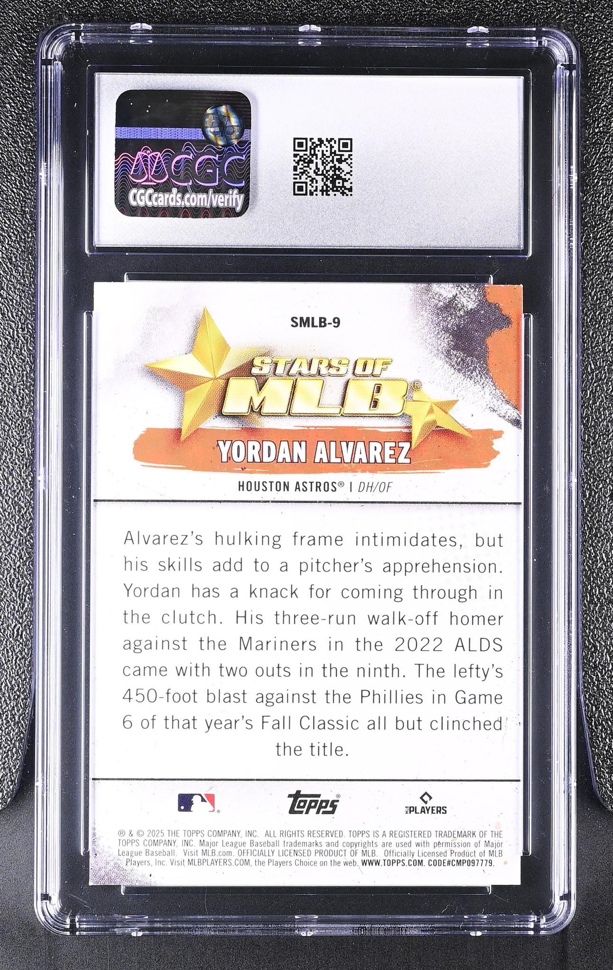 2025 #SMLB-9 Yordan Alvarez Stars of MLB CGC 10