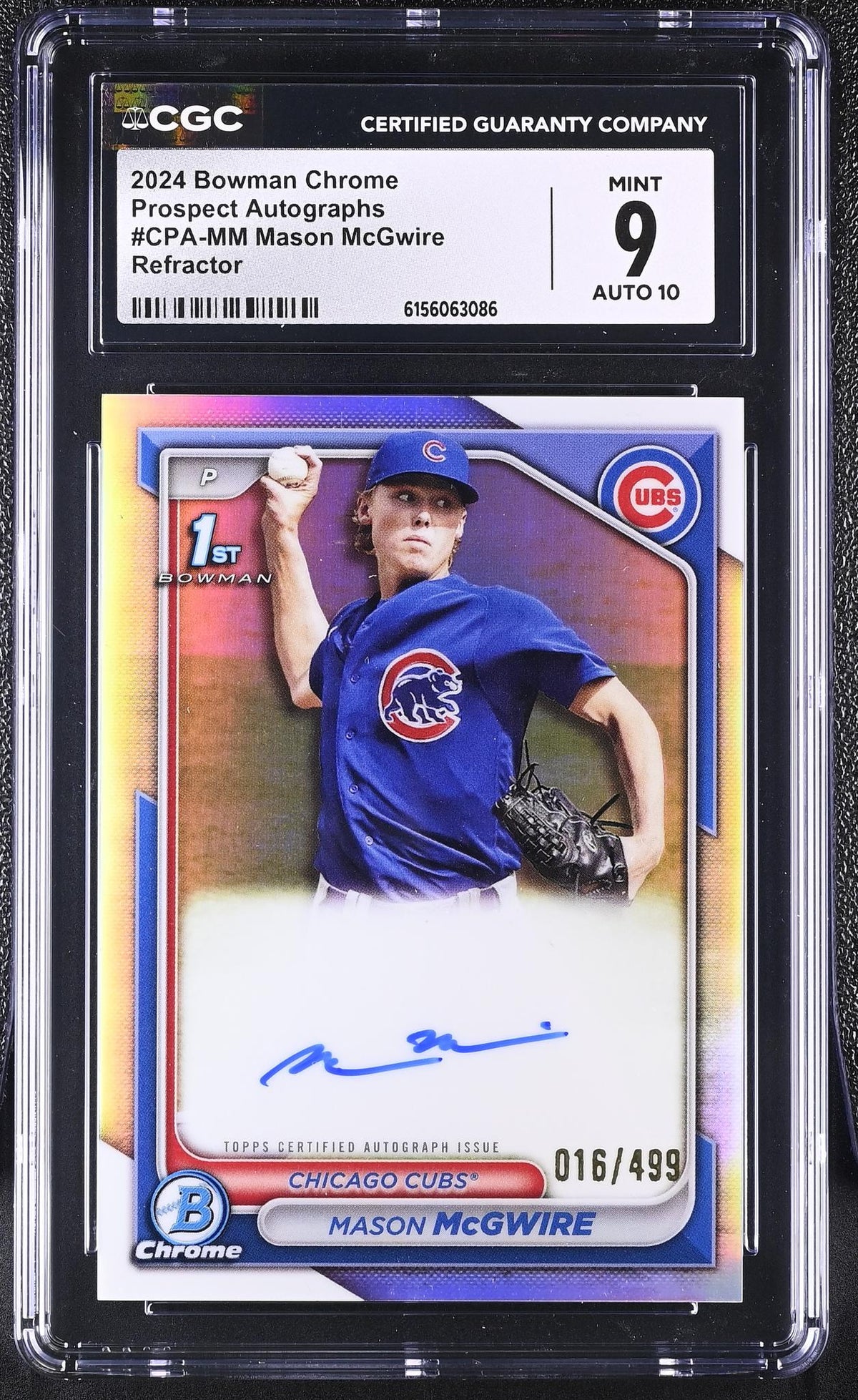 2024 Bowman Chrome #CPA-MM Mason McGwire Prospect Autographs /499 Auto CGC 9