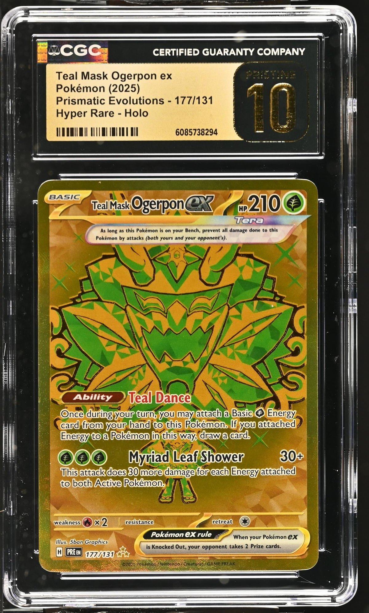 2025 Prismatic Evolutions # Teal Mask Ogerpon ex Hyper Rare - Holo 6085738294 CGC 10