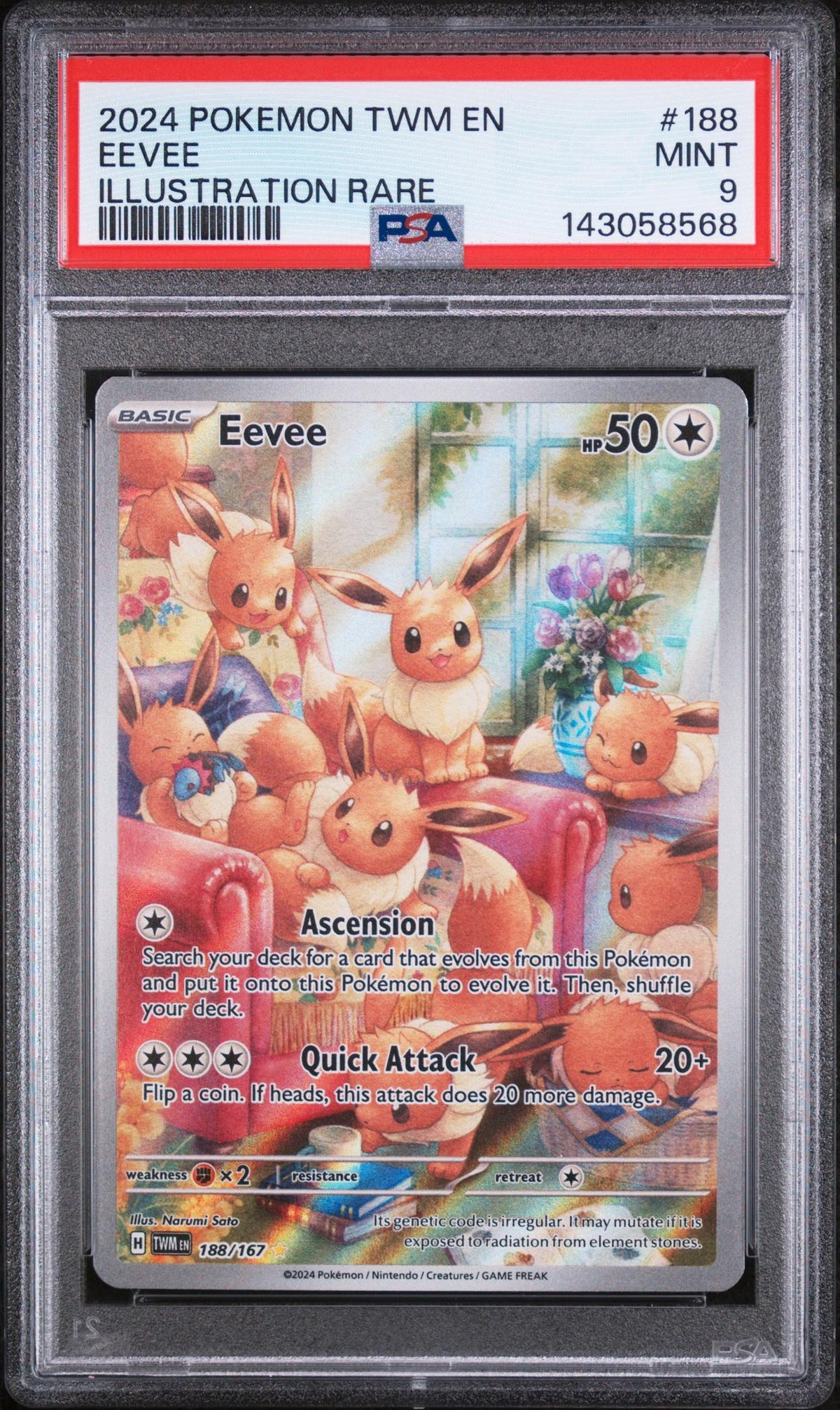 2024 Pokemon Scarlet and Violet Twilight Masquerade Illustration Rare Eevee #188 PSA 9