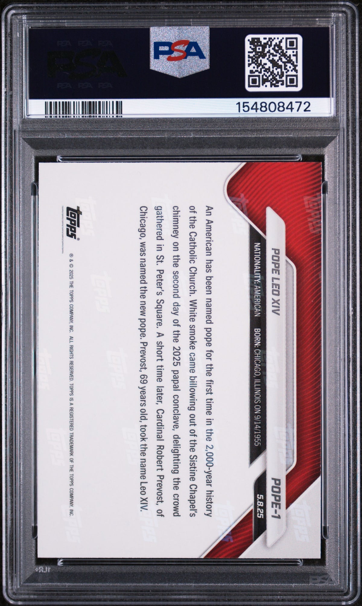 2025 Topps Now Pope Leo XIV #POPE1 PSA 9