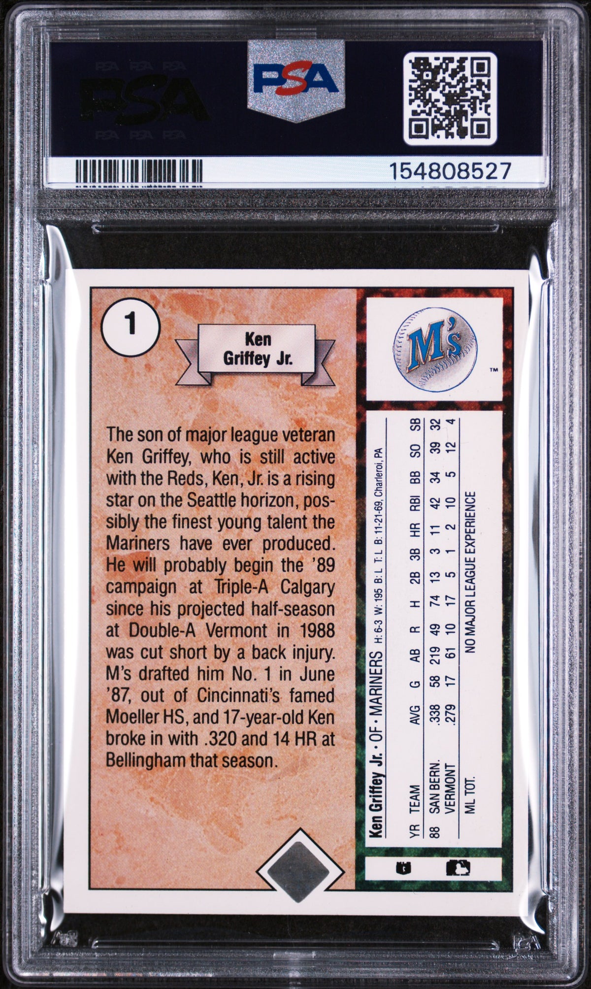 1989 Upper Deck Star Rookie Ken Griffey Jr. #1 PSA 4