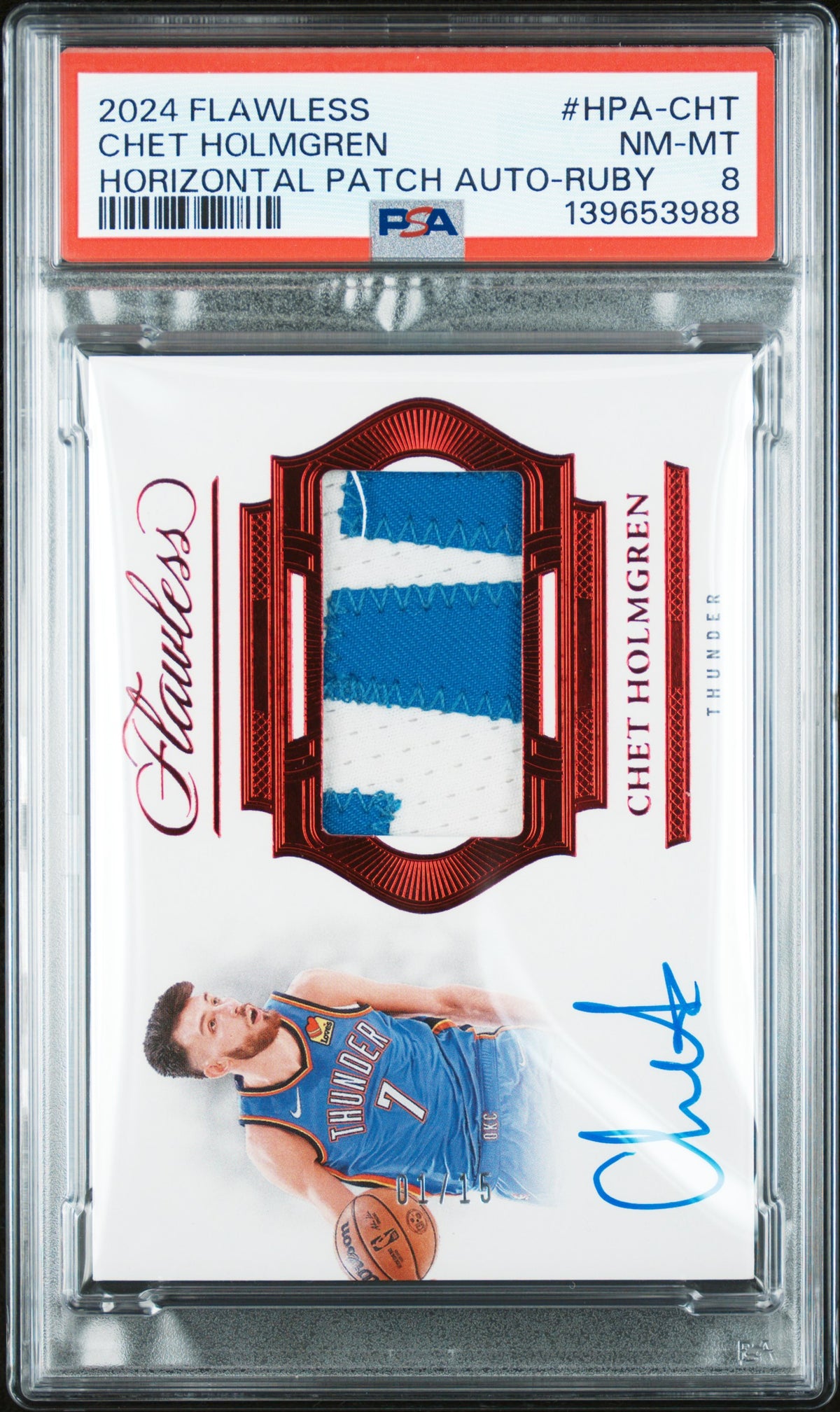 2024 Panini Flawless Horizontal Patch Auto Ruby Chet Holmgren #HPA-CHT /15 PSA 8