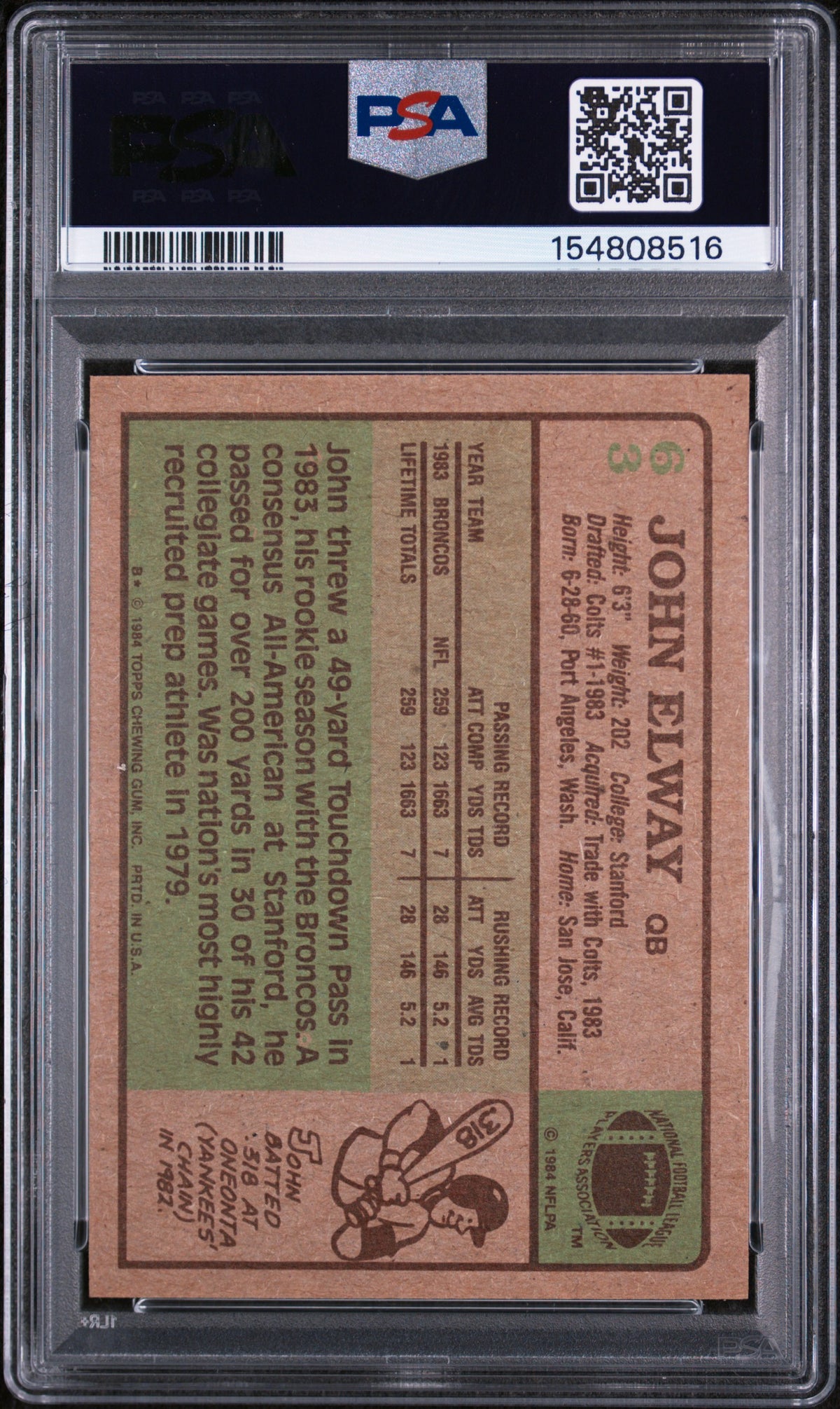 1984 Topps John Elway #63 PSA 7