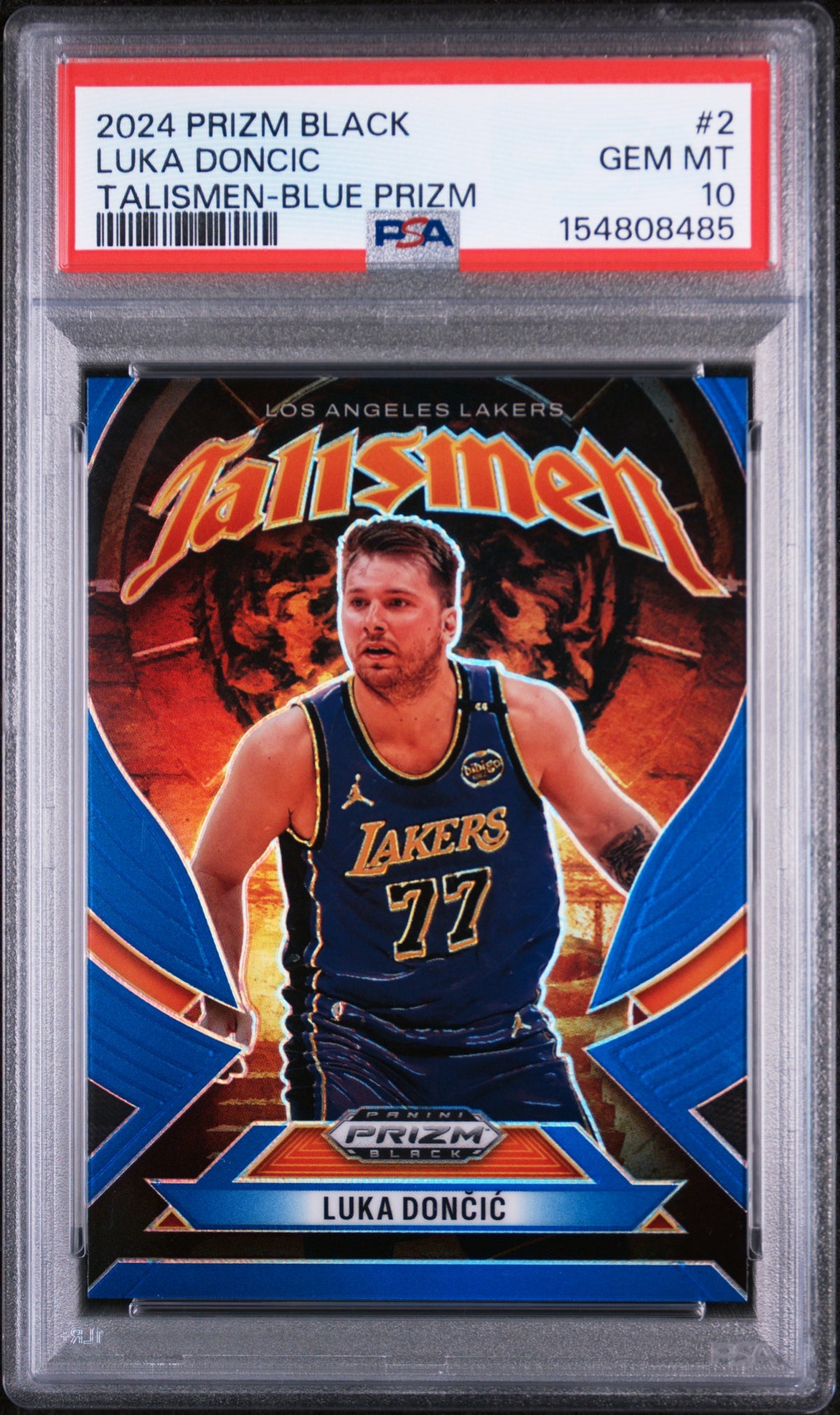 2024 Panini Prizm Black Talismen Prizms Blue Luka Doncic #2 /199 PSA 10