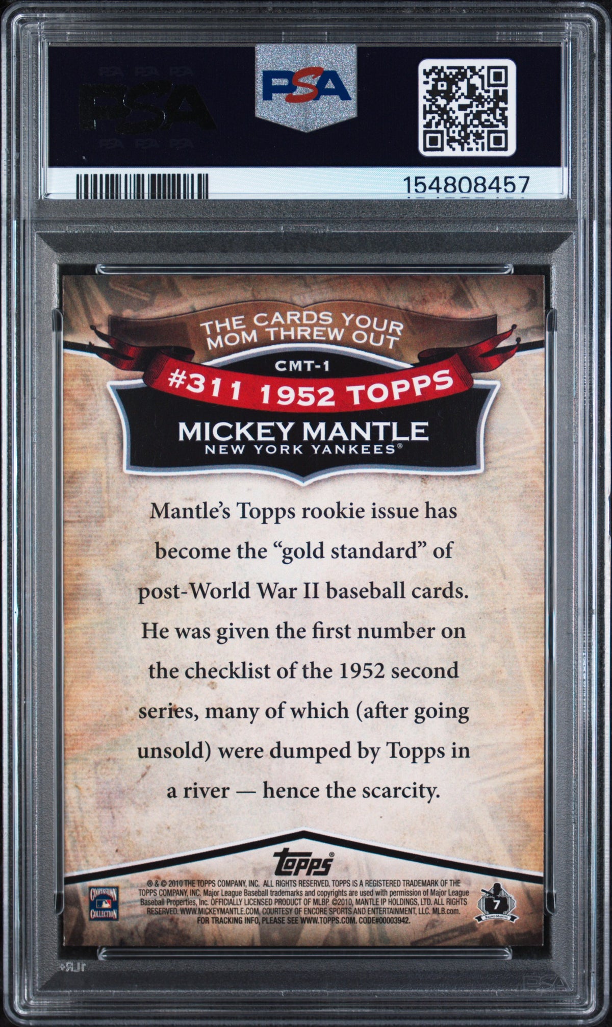 2010 Topps Cards Your Mom Threw Out Mickey Mantle #CMT1 PSA 9