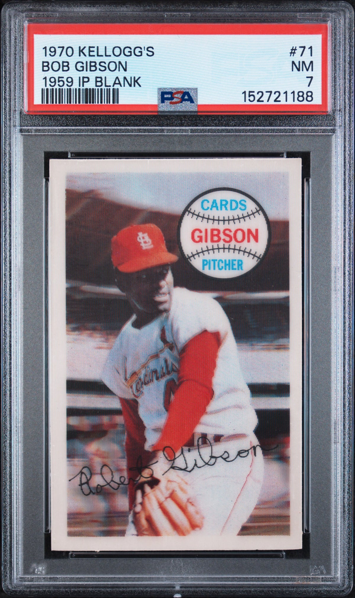 1970 Kellogg's Bob Gibson #71 /71 PSA 7