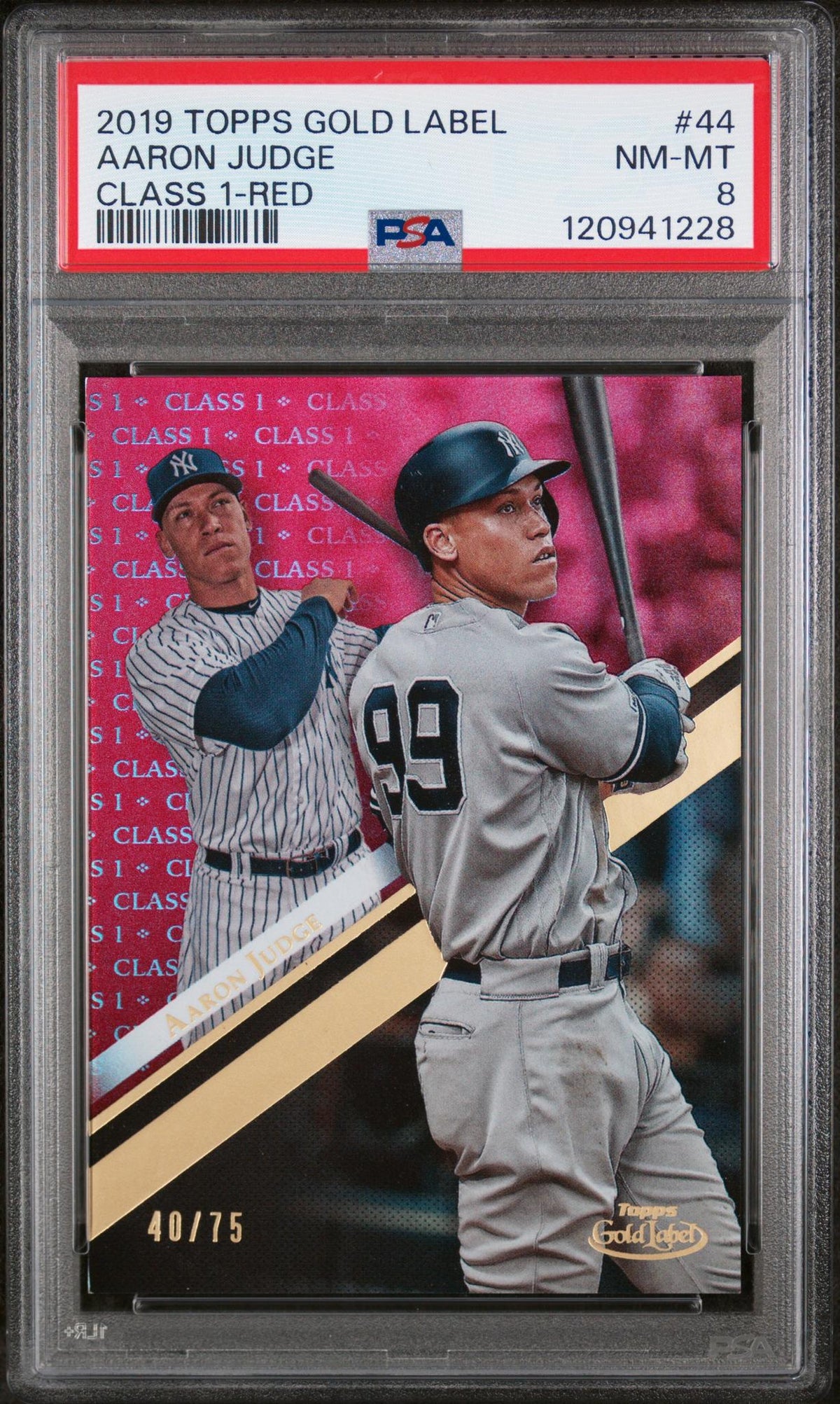 2019 Topps Gold Label Class 1-Red Aaron Judge #44 /75 PSA 8